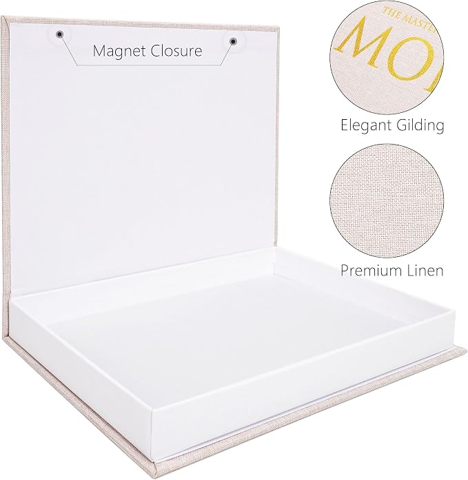 Decorative Book Storage Box Set, Faux Linen Green | Sturdy cardboard organizer for bookshelf coffee table, eco-friendly odor-free lightweight, set of 2