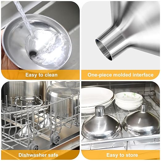 Kitchen Funnel, Stainless Steel funnels for Kitchen use Filling Bottles, one-piece Funnel is Seamless and can be Used to Transfer Oils, Spices, and Powder mixes, and is Easy to Clean