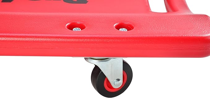 Pro Lift Mechanic Plastic Creeper 36 Inch - Blow Molded Ergonomic HDPE Body with Padded Headrest - 300 Lbs Capacity Red