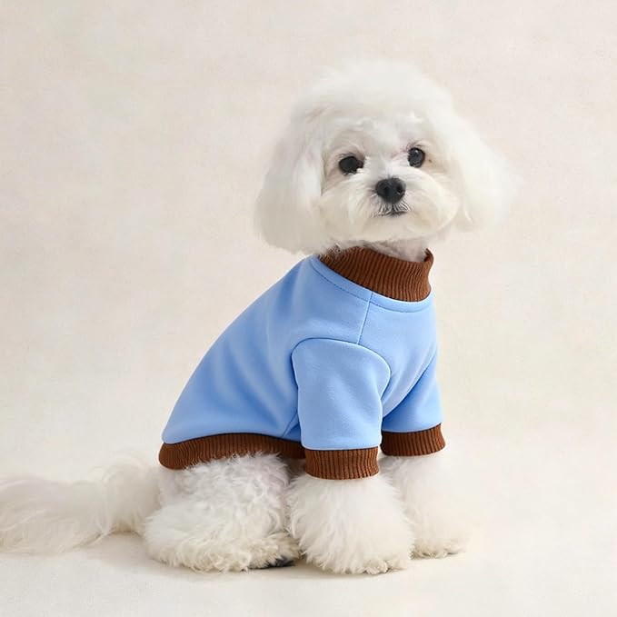Custom Dog Hoodie, Personalized Sweatshirt with Photo Text Name Logo, Customized Hooded Sweater for Small Medium Large Dogs & Cats (Blue + Brown Border, Medium)