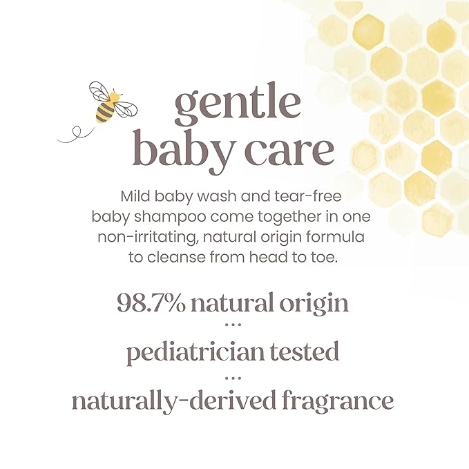 Burt's Bees Baby Shampoo & Wash, Fragrance Free & Tear Free Baby Soap - 12 Ounce Bottle, Pack of 3