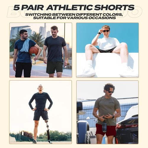 BOOJO Athletic Gym Shorts for Men - Quick Dry Black Basketball Shorts with Pockets | 5 Pack Activewear