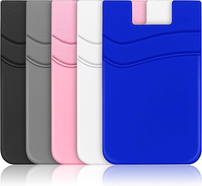 SHANSHUI Phone Card Holder, Phone Wallet Stick on Business Card Holder Pocket Compatible for iPhone 11 Pro and Most Smartphones - 5PCS