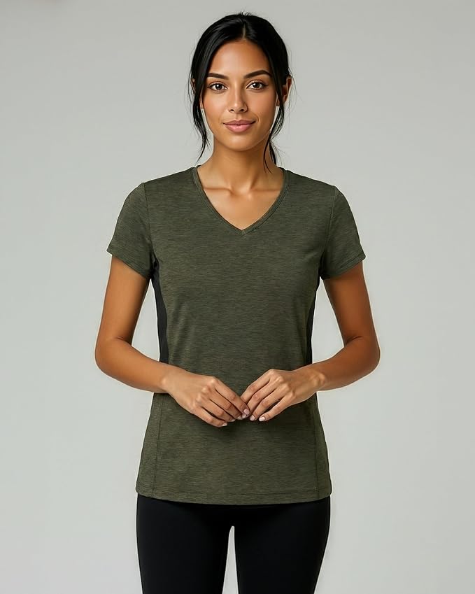 5 Pack Women's Dry Fit V Neck Workout Tops T Shirts Athletic Gym Yoga Tees | Available In Plus Size, Cooling Moisture-Wicking, Short Sleeve, Quick-Dry, Fitness, Stretch, Exercise, Running, Hiking