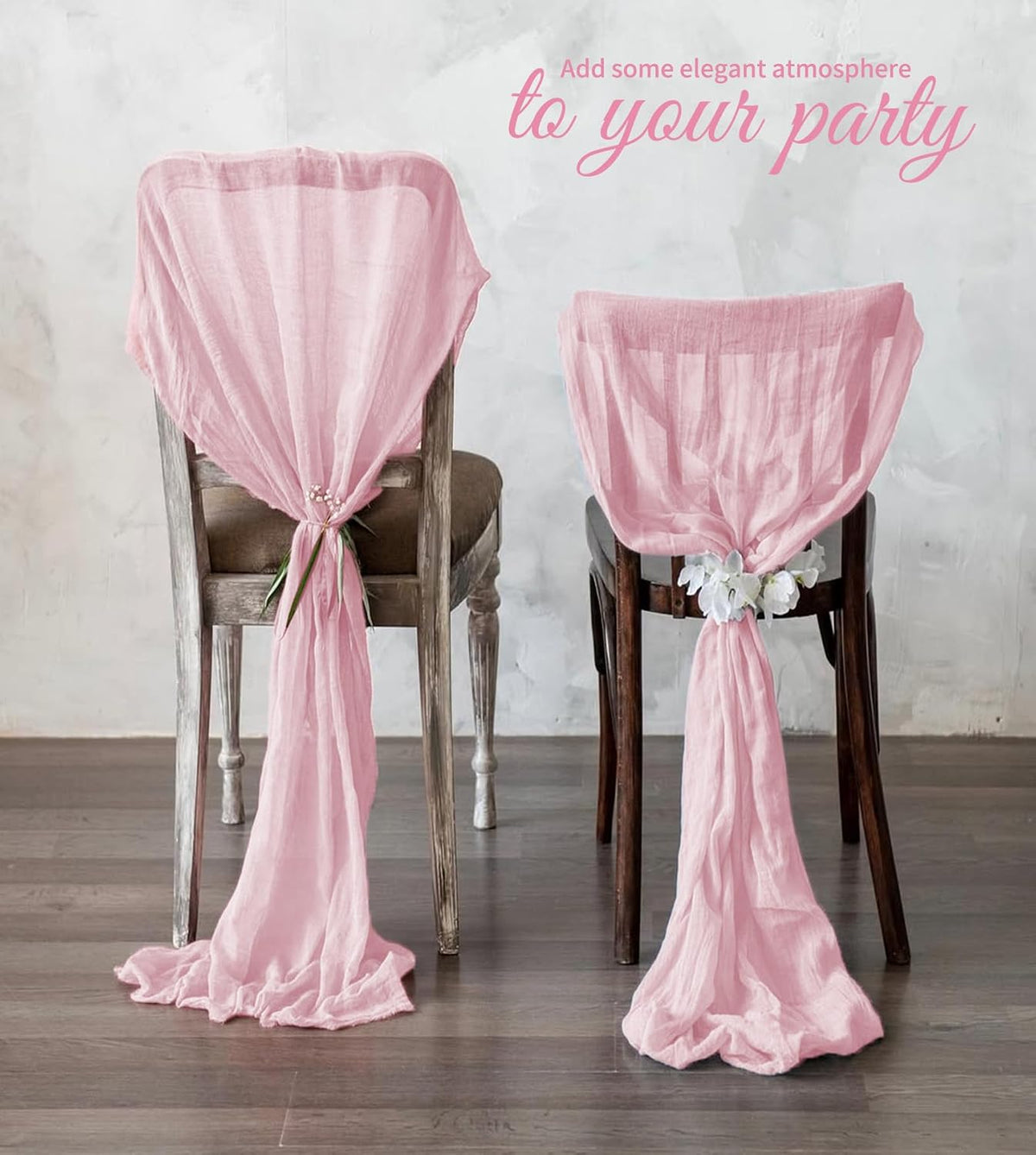 10 Pack Light Pink Cheesecloth Table Runner 17x108 Inch Semi Sheer Boho Gauze Cheese Cloth Table Runners, for Wedding Bridal Shower Birthday Party Home Decor Garden Farmhouse