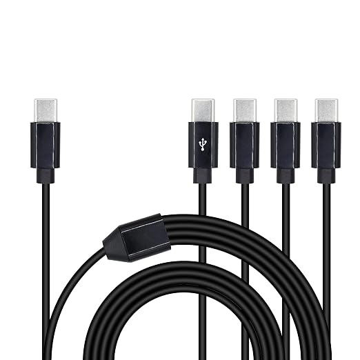 4 in 1 USB Type C Splitter Cable,USB C Male to 4 USB C Male Data Snyc and Charging Cord,USB C Multi Charging Cable for Cell Phones,Tablets and More(4.9FT/1.5M)