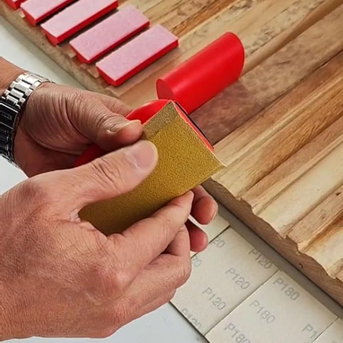 16pcs Hook and Loop Sanding Block Kit with 40pcs Sandpaper Sheets,Interchangeable Assorted Contoured Profile Sanding Pad Tools Set,Hand Sand Chassis for Wood Furniture,Auto Paint and DIY Crafts