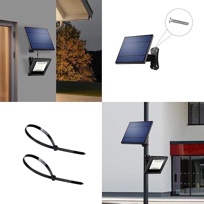 Solar Lights for Outside Dusk to Dawn with 16FT Cord Solar Flood Light 4400mAh Waterproof 6000K LED Lighting for Outside, Flag Pole, Shed, White 2 Pack