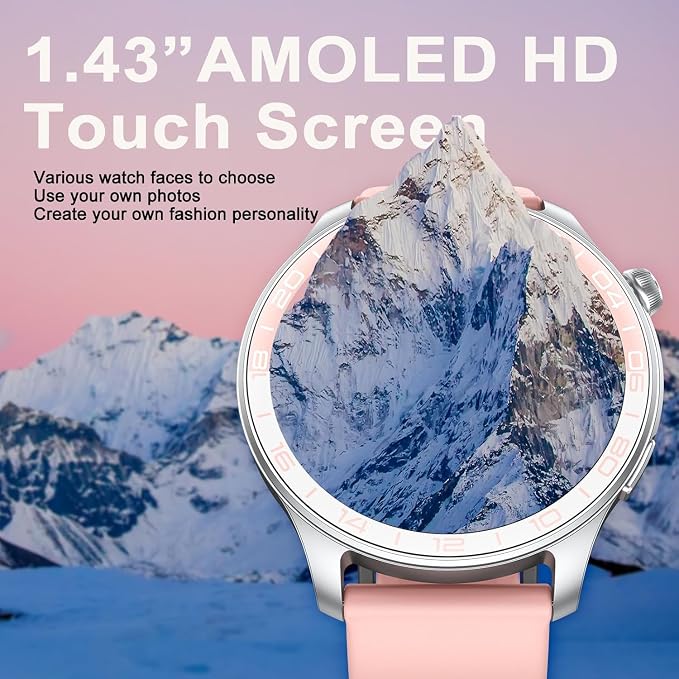 Soudorv Smart Watch (Answer/Make Call), 1.43" HD AMOLED Smartwatch for Men Women, Step Counter with Heart Rate/Sleep Monitor, 110+ Sports Mode,IP68 Waterproof Fitness Activity Tracker for Android iOS