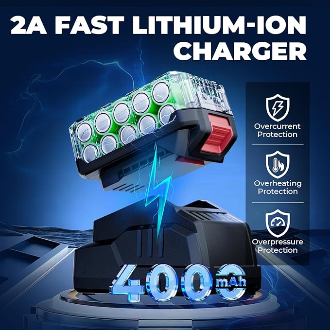 Dong Cheng 20V Brushless Impact Wrench, Max Torque 360 ft-lbs (488N.m), 1/2" with 3 Mode Speed, 2400 RPM Cordless Impact Gun, Includes 2 * 4.0Ah Battery and Charger, 4 Impact Sockets and Kit Bag