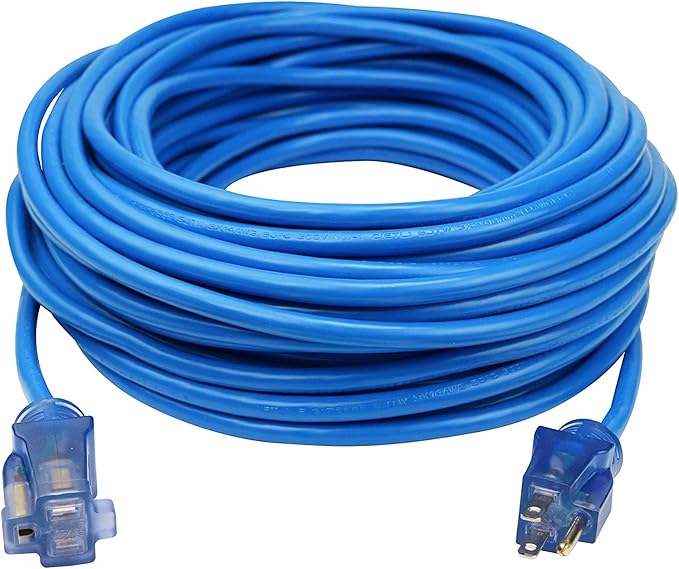 Clear Power 16 Gauge 3Prong Cords (16/3-3 Prong Grounded Plug, Blue, 100 ft)
