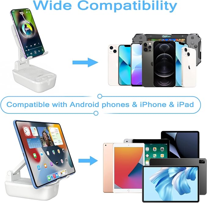 comiso Gifts for Men Women, from Wife,IPX7 Waterproof Cell Phone Stand with Bluetooth Speaker,Anti-Slip Design Shower Phone Speaker with HD Stereo Sound, Compatible for Any Smartphone/Tablet