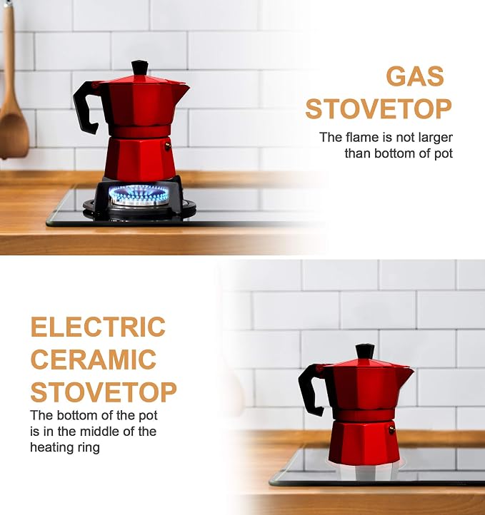 Mixpresso 3 Cup Moka Pot Stovetop Espresso Maker, Italian Cuban Coffee Pot | 5oz aluminum Italian coffee maker for gas and electric stovetops, small design for traditional coffee at home, Mug 4.4 Oz