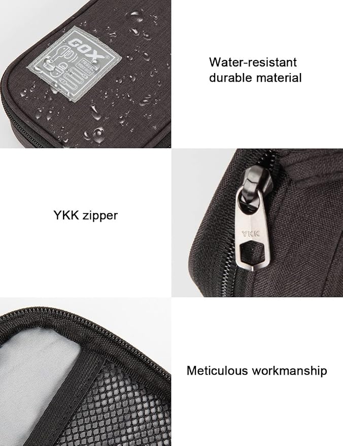 GOX Cable Organizer Pouch ��� Case for Chargers and Cords, Cord Organizer Travel Black, Small Cable Organizer Bag for Earbuds & Tech Accessories(Black)