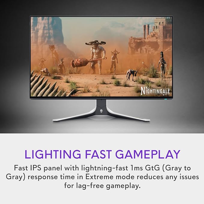 Alienware AW2723DF Gaming Monitor - 27-inch (2560 x 1440) 240Hz Display (DP 1.4), 1ms Response Time, NVIDIA G-Sync, Preset OSD Modes, Height/Tilt/Swivel/Pivot Adjustability - Lunar Light