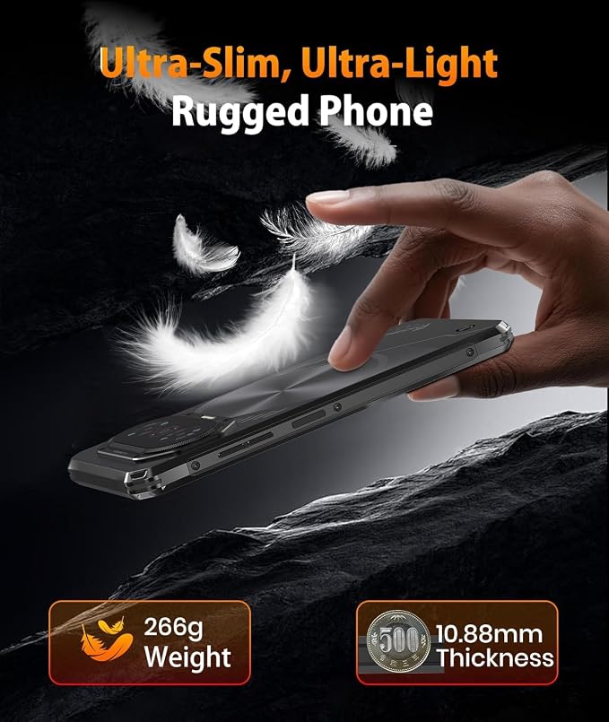 FOSSIBOT F114 28GB+256GB Rugged Phone-120Hz+6.67" Gorilla Glass, Slim 10.8mm Cell Phone Unlocked, Android 15 Waterproof Smartphone, 50MP AI Camera, 5000mAh Dual SIM 4G T-Mobile/NFC/IP68/IP69K(2026)