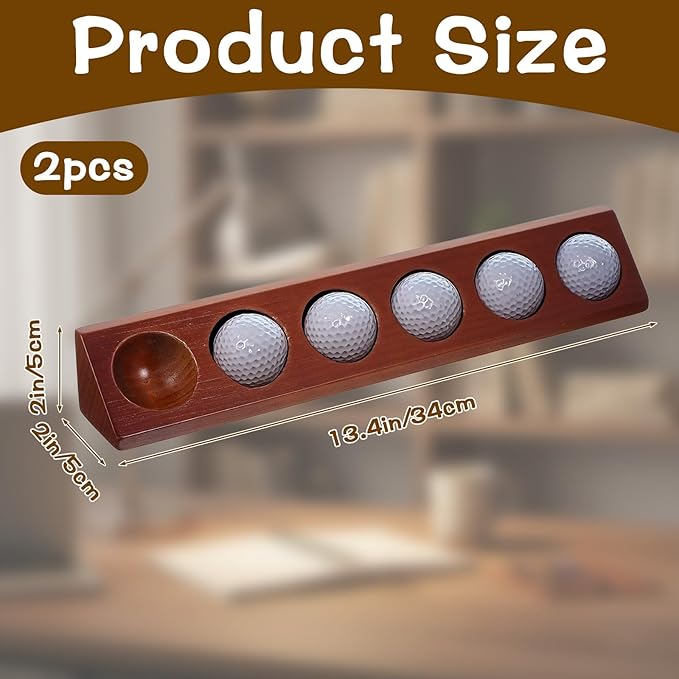 2 Pack Wooden Golf Ball Display Case 6 Standard Size Wall Mount Golf Ball Stand Holder Display for Collector Sport Memorabilia Accessories Gift