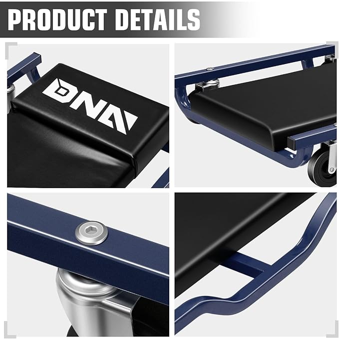 DNA Motoring 40inch Low Profile Plastic Rolling Garage Shop Creeper, Heavy Duty Creeper for Garage, Warehouse, Car Repair Shop, TOOLS-00638-BK-BL