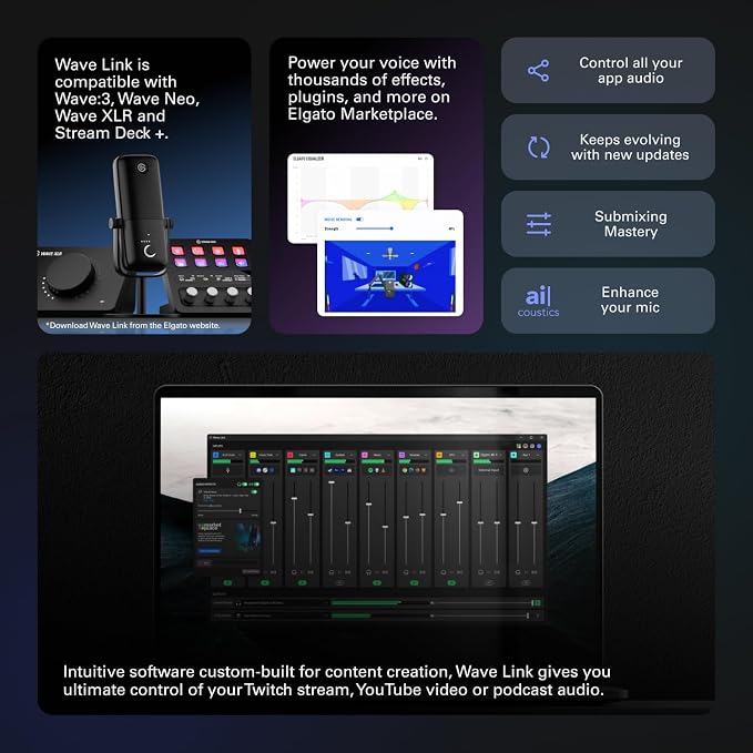 Elgato Stream Deck +, Audio Mixer and Studio Controller | LCD keys, dials and touch strip, Multi actions and smart profiles, Unlocks Wave Link mixing, Works with Mac and PC