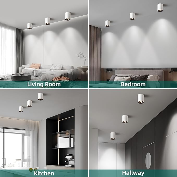 OKELI White Modern LED Dimmable Ceiling Light Fixtures for Hallway Kitchen Entryway, 20W 1300LM 2700K-6000K Flush Mount Close to Ceiling Lighting, Cylinder Ceiling Lamps for Living Room 3pack