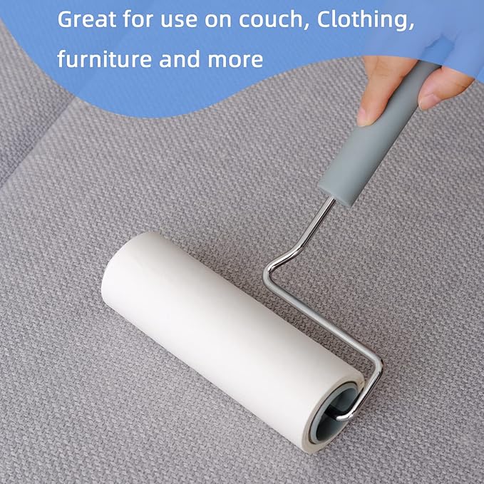 Extreme Sticky Large Surface Lint Roller, 6.3'' Giant Pet Hair Remover Roller for Pet Dog Cat Hair, Clothes&Furniture Cleaning, 90 Sheets (1 Roller + 2 Refills)