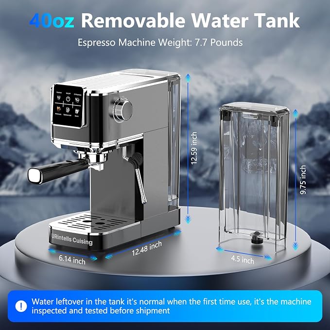 URintells Cuising Espresso Machine with Touchscreen And Cold Brew | 20Bar Pump,Stainless Steel Espresso Maker with Powerful Steam Milk Frother for Cappuccino Latte,Iced Americano