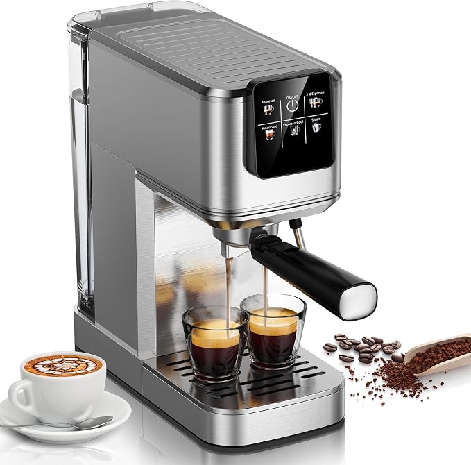 KEENSTAR Espresso Machine 20 Bar with Touch Screen, Hot & Iced Coffee Makers, Stainless Steel Espresso Maker with Rapid Cold Brew & Milk Frother, with Water Tank for Latte, Cappuccino, Gift
