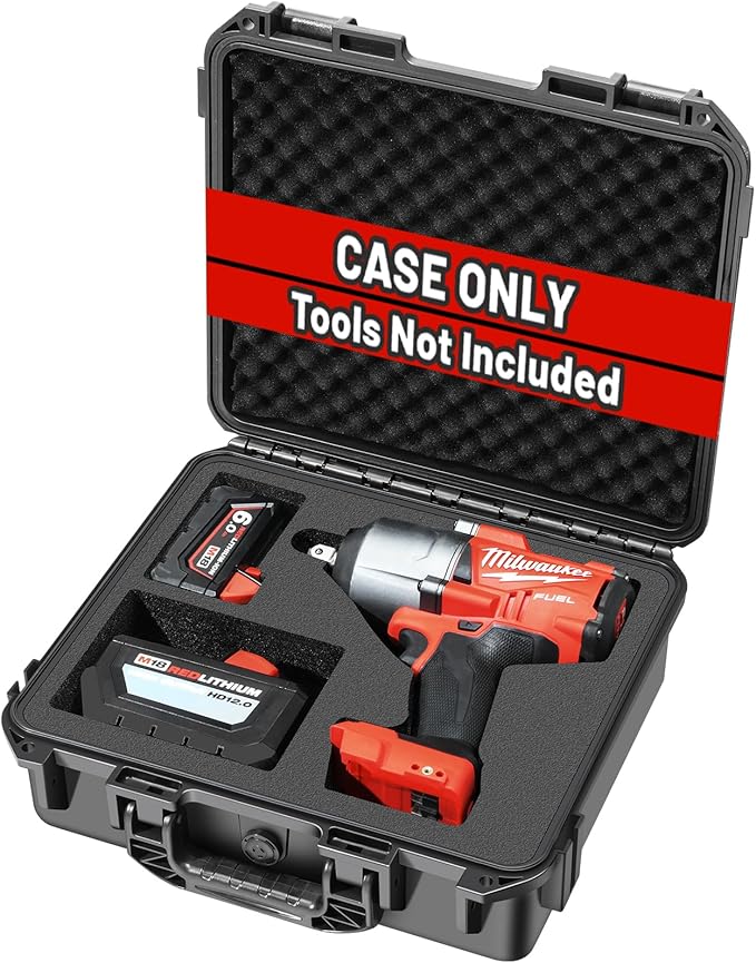 Case for Milwaukee M18 Impact and Torque Wrench - Waterproof Hard Tool Box for Milwaukee Set, Power Tool Combo Kit Bag for 18V 20V 2/1 3/4 3/8 Cordless Torque Wrenches/Battery (Case Only)