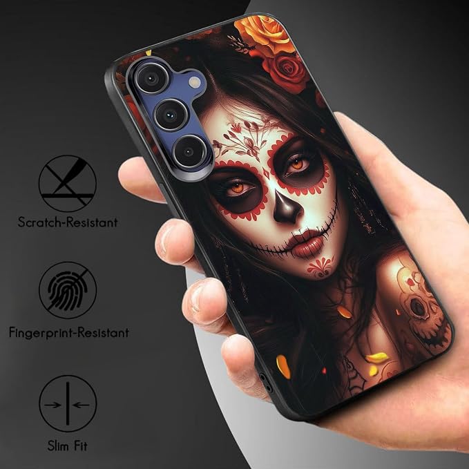 Designed for Galaxy A17 5G Phone Case,Slim Silicone Shockproof Protective Case for Galaxy A17 5G 6.7 inch,Day of The Dead Girl Art