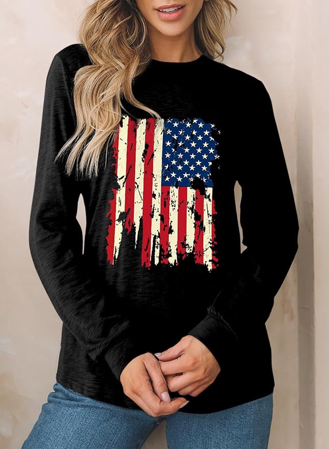 EVALESS Womens Crewneck Long Sleeve Tops Casual Polka Dots Tops Fall 2026 Tshirts Shirts