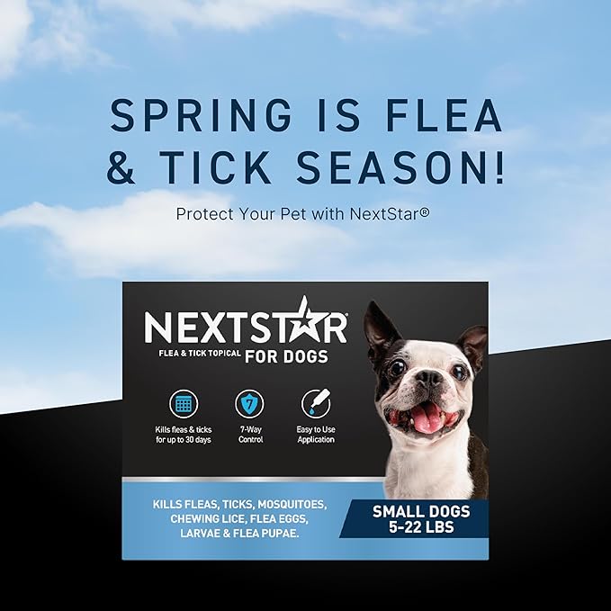 NEXTSTAR Flea and Tick Prevention for Dogs, Repellent & Control, Fast Acting Waterproof Topical Drops, Flea and Tick Prevention for Small Dogs, 6 Monthly Doses