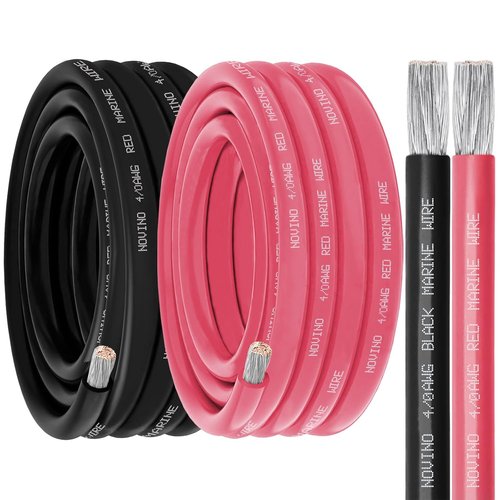 Marine Wire 4/0 AWG - Premium Marine Grade Tinned Copper Cable | 25FT Red & 25FT Black for Boats & RVs