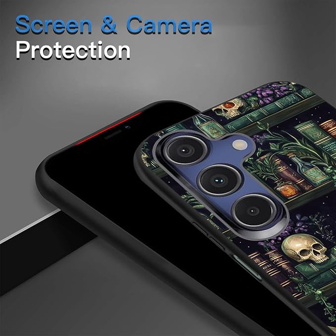 Designed for Galaxy A17 5G Phone Case,Slim Silicone Shockproof Protective Case for Galaxy A17 5G 6.7 inch,Retro Bookshelf