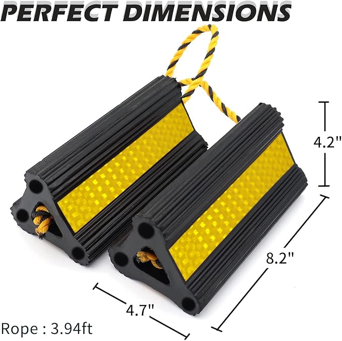 Vacallity Wheel Chocks for Travel Trailers [4 Pair 8 Pack], Sturdiness Heavy Duty Solid Rubber Camper Trailer RV Wheel Chock Blocks, for Aircraft&Truck&Car tire Stopper, Wheel Immobilizers & Chocks