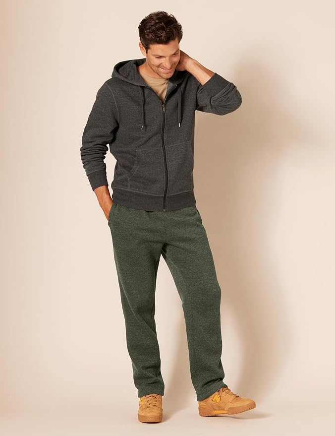 Amazon Essentials Men's Relaxed Straight Leg Fleece Open Bottom Sweatpant (Available in Big & Tall)
