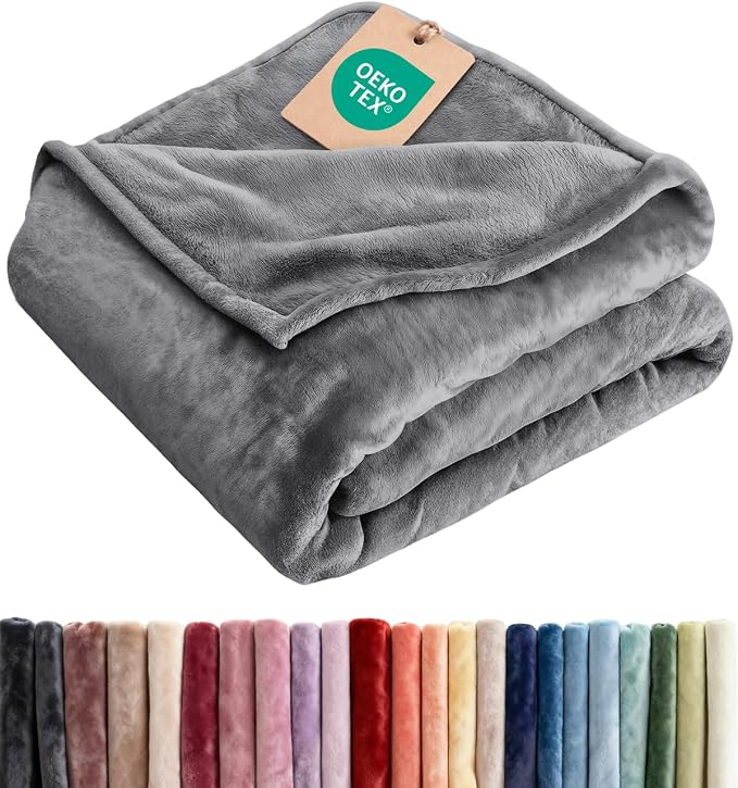Fleece Blanket Twin Size - Ultra-Soft Flannel Fleece Blanket - Dark Grey | Soft, Warm, Outdoor Picnic Blanket for Camping, Travel, Lightweight, Cozy, Anti-Static, Home Decor Gifts for Men & Women