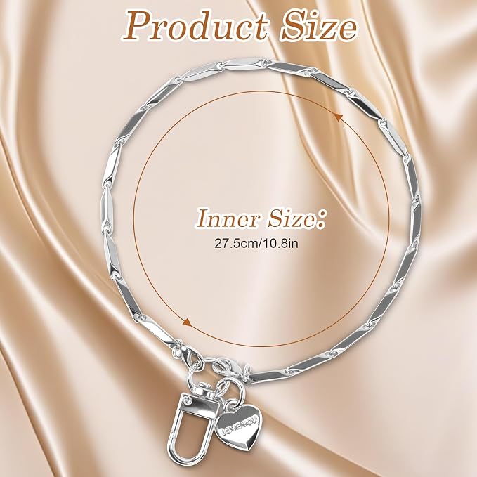 AULEEP Phone Chain Wristlet,Metal Hand Wrist Strap Lanyard,Phone Charm with Clear Tether Tab,Anti Theft Cellphone Strap Silver Bracelet Strap for Traveling Hiking Shopping