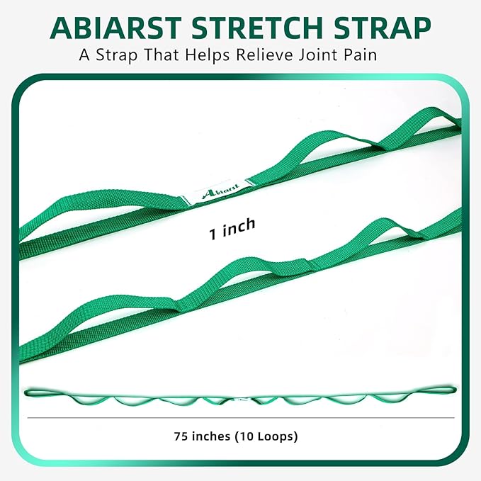 Stretching Strap Yoga Straps for Physical Therapy, 10 Loops Non-Elastic Stretch Band for Pilates, Flexibility, Exercise and Gymnastics