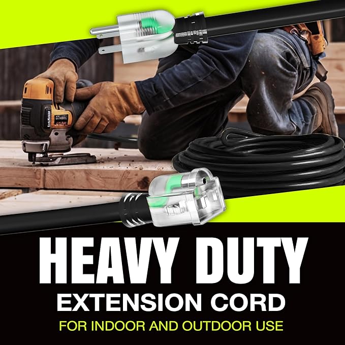 6ft Outdoor/Indoor Extension Cord 16/3 Gauge Heavy Duty 3 Prong SJTW, Waterproof, Flexible Cold-Resistant Long Power Cord,13A 125V 1625W, Black by LifeSupplyUSA