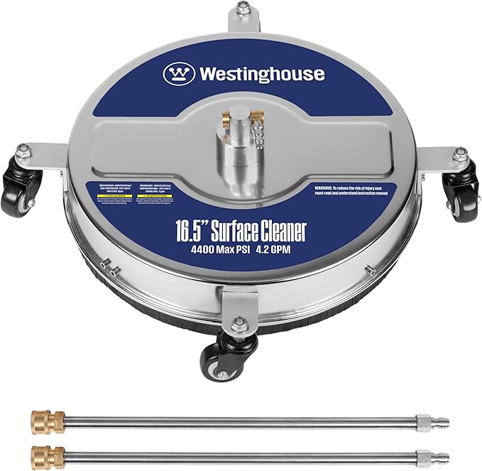 Westinghouse Universal 16.5” Pressure Washer Surface Cleaner Attachment - Stainless Steel - 4400 Max PSI, 1/4” Connector - for Gas and Electric Pressure Washers