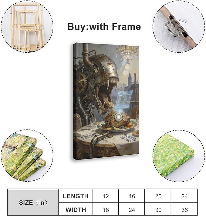 Framed Steampunk Fantasy Wall Art for Living Room And Dining Room Vintage Industrial Decor 20x30inch(50x75cm)