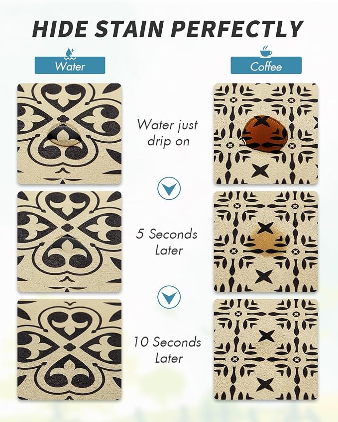 AMOAMI Coffee Mat Hide Stain Rubber Backed Absorbent Dish Drying Mat for Kitchen Counter - Fits Under Coffee Maker - KHAKI 16X24
