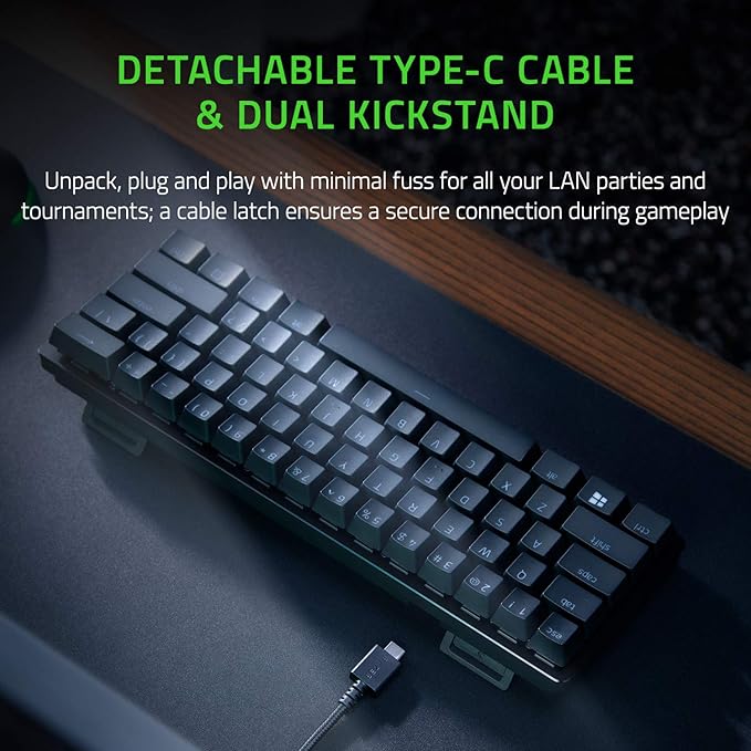 Razer Huntsman Mini 60% Gaming Keyboard, Linear Optical Switches, Black | Aluminum Top Frame, Chroma RGB Lighting, PBT Keycaps, Onboard Memory, Snap Tap