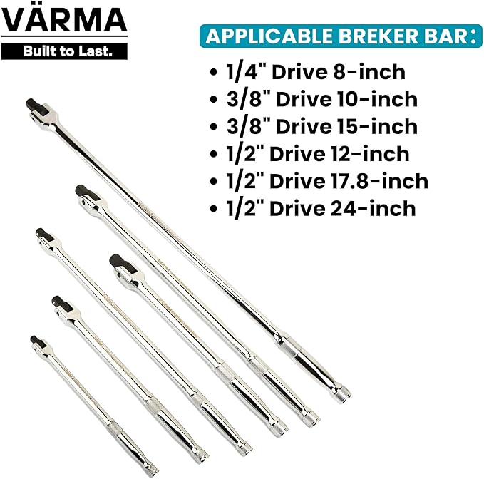 1/2" Breaker Bar Replacement Head Kit (2 PACK) – Advanced Washer-Tension Drive Head – Stays at Any Angle, No Flopping – CR-MO Breaker Bar Maintenance Pack with Drive Squares & Screws
