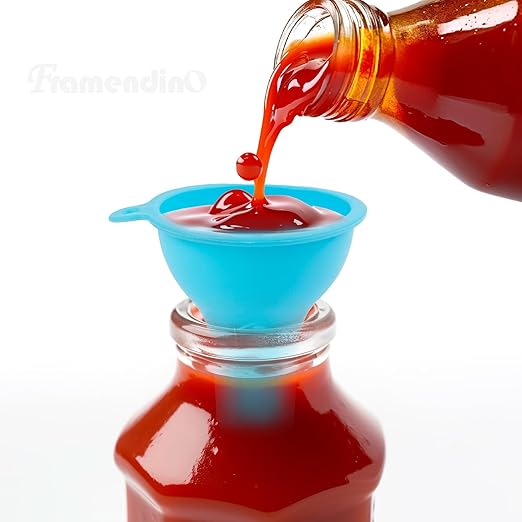 Framendino, 4 Pack Silicone Funnels Wide Mouth Funnel Kitchen Set Canning for Home Restaurant Bottles Jars