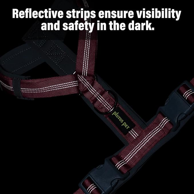 Plutus Pet No Pull Dog Harness, Adjustable Nylon Harness with Soft Padding, Reflective and Heavy Duty Dog Harness for Small, Medium, Large Dogs(Hot Pink, M)