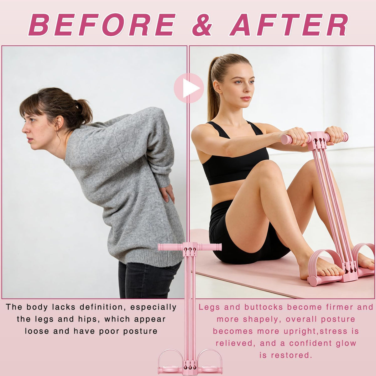 Skiennix Pedal Resistance Bands - Upgrade 6-Tube Natural Rubber for Full Body Workout | Fitness Bands for Arms, Legs, and Core
