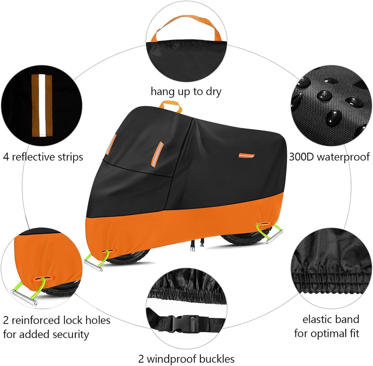 Mini Motorcycle Cover for Honda Grom MSX125, 300D Oxford Waterproof Storage, Small Motorcycle Covers All Weather Protection for Navi Monkey 125 Kawasaki Z125 Pro Papio (M 72" x 33" x 39")