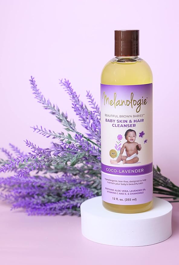 Melanologie Beautiful Brown Babies Nourishing Gentle Baby Skin and Hair Cleanser, Sulfate-, Paraben-, Phthalate- & Dye-Free, Hypoallergenic Wash for Sensitive Skin & Hair, 12 oz