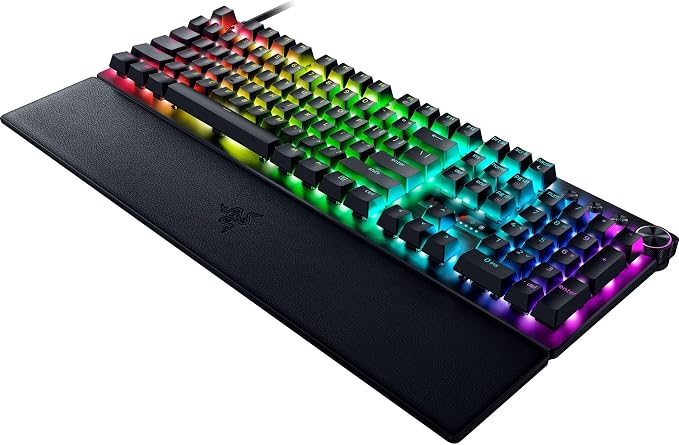 Razer Huntsman V3 Pro Esports Gaming Keyboard, Black | Analog Optical Switches, Snap Tap, Rapid Trigger, Adjustable Actuation, Media Keys & Dial, Doubleshot PBT Keycaps, Wrist Rest